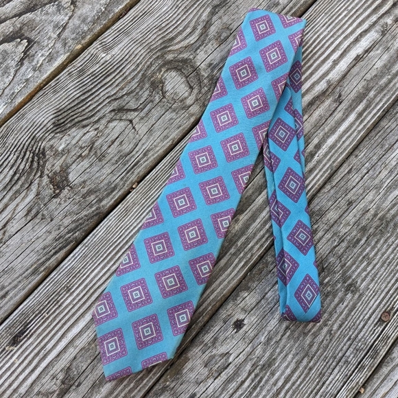 Vintage 90's Burberry Geometric Print Neck Tie - Picture 1 of 7